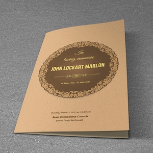 Printable Funeral Program Template | Obituary Program Template | Photoshop and Ms Word template | Instant Download | T-198