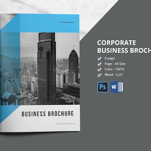 Corporate Brochure Template: Business Profile (Photoshop & MS Word) Instant Download