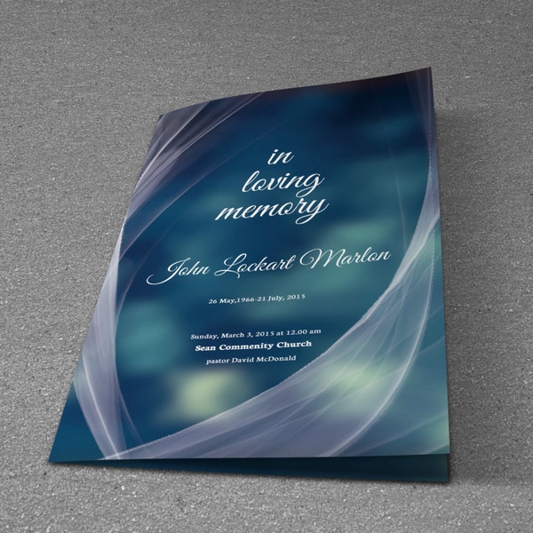 Memorial Funeral Program Template | Obituary program Template | Photoshop, Mac Page & MS Word Template | Instant Download | T-188