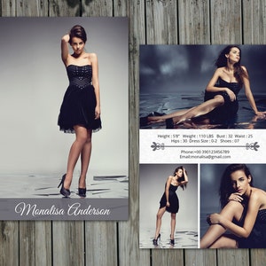 Modeling Comp Card Template Model Comp Card Photoshop, Elements & MS Word Template Instant Download mc-01 image 3