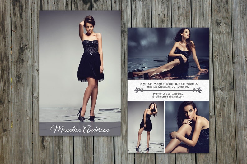 Modeling Comp Card Template Model Comp Card Photoshop, Elements & MS Word Template Instant Download mc-01 image 3