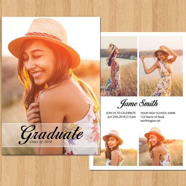 Graduation Announcement Template, Senior Graduation Invitation Template | MS Word, Photoshop & Elements Template, Instant Download G-11