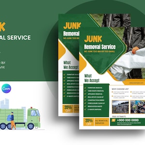 Junk Removal Services Flyer |   Ms Word and Photoshop Template, Instant Download