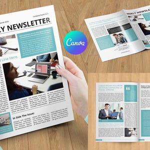 Business Newsletter Template , Corporate Newsletter | 12 pages | Canva, InDesign & MS Word Template |  |  Instant download