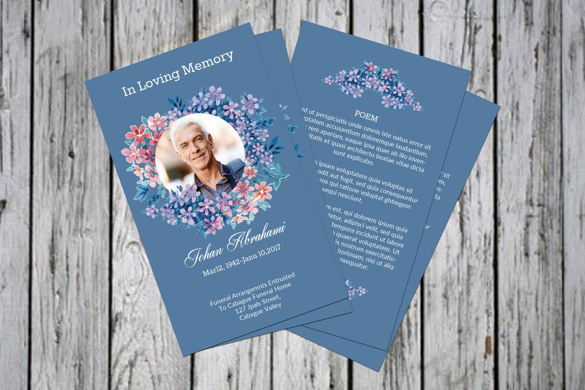 Funeral Prayer Card Template Editable MS Word & Photoshop - Etsy