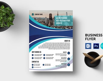 Minimal Corporate Flyer Template | Printable Business Flyer |    Ms Word,  Photoshop and Canva Template, Instant Download