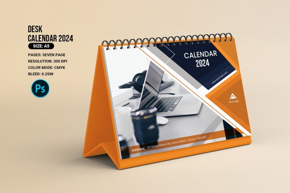 2024 Desk Calendar Template Office Calendar Template Company Table Calendar  Photoshop Template Instant Download - Etsy