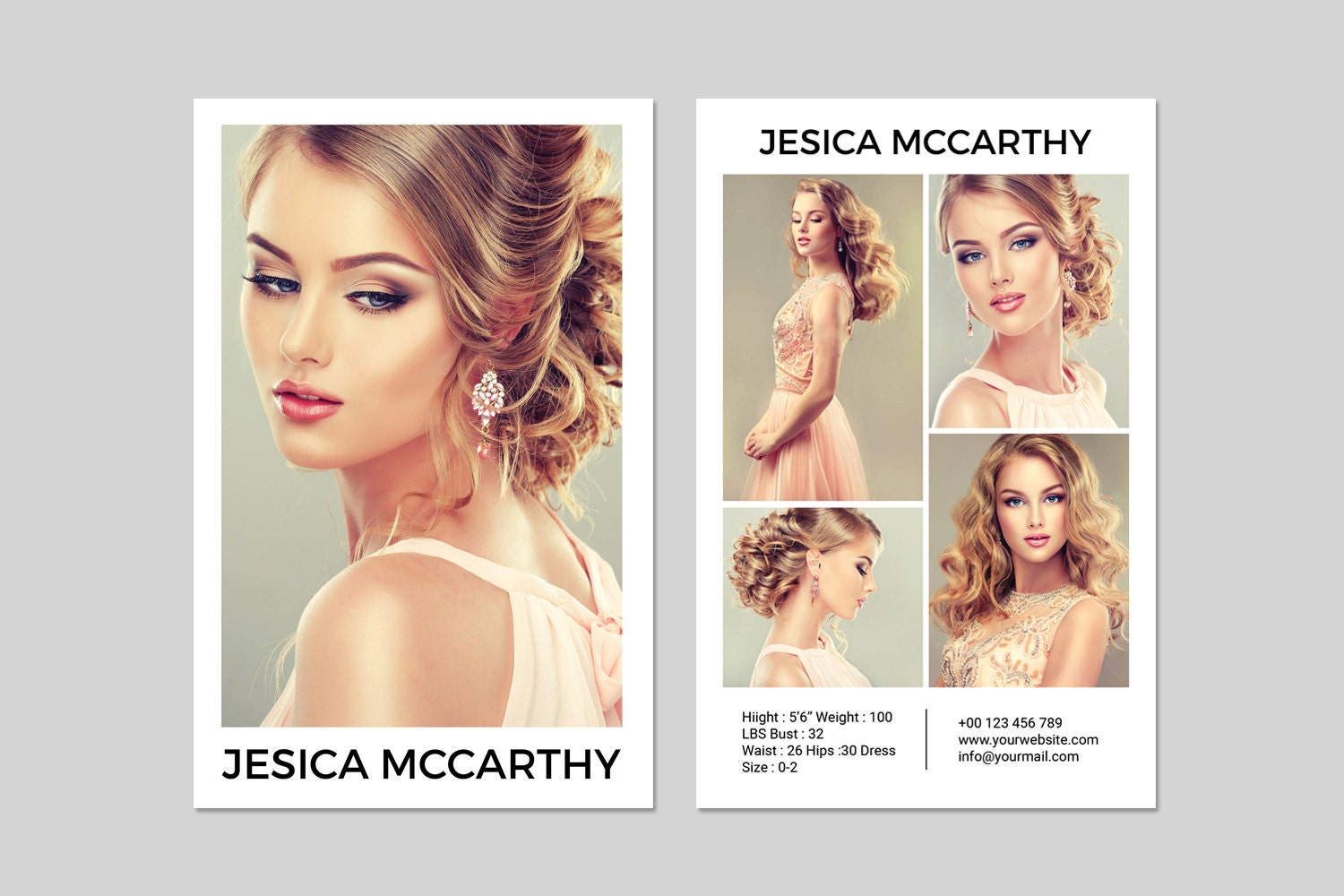 Modeling Comp Card Template