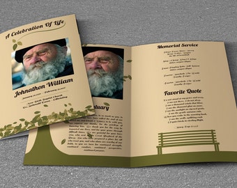 Printable Funeral Program Template | Obituary Template | Photoshop , Mac Page & MS Word Template | Instant Download | FP-173