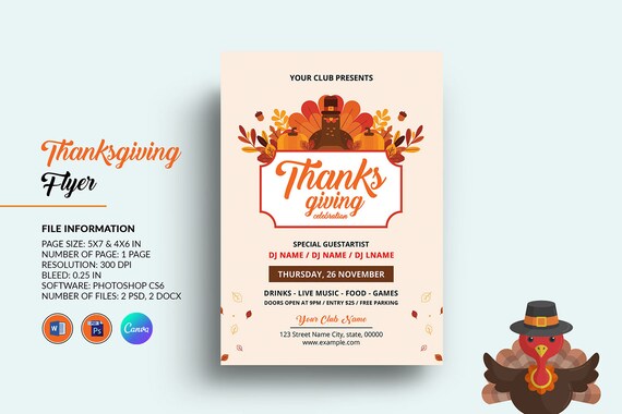Printable Thanksgiving Party Flyer Template Thanksgiving.