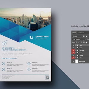 Corporate Flyer Template A4 Business Flyer Ms Word and Photoshop Template, Instant Download image 2