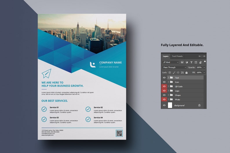 Corporate Flyer Template A4 Business Flyer Ms Word and Photoshop Template, Instant Download image 2