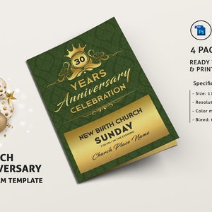 Church Anniversary Program Template | Ms Word  and Photoshop Template, Instant Download