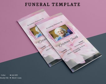 Trifold Funeral Program Template | Printable Floral Obituary Template | Photoshop and MsWord template | Instant Download Fp-323