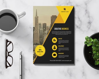 Minimal Business Flyer |  Corporate Flyer Template |   Ms Word and Photoshop Template, Instant Download