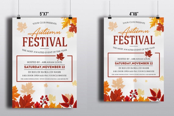 autumn festival flyer template fall festival flyer ms etsy