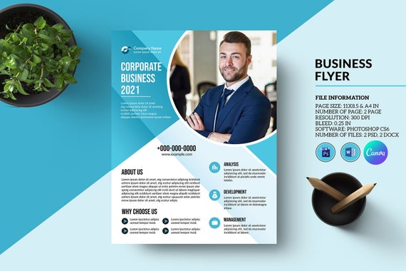 Printable Business Flyer Corporate Flyer Template Canva, Ms Word.
