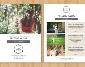 Photography Price List Flyer Template | Photographer Pricing Guide | Photoshop & Elements Template | Instant Download