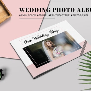 Elegant Wedding Photo Album Template: Customizable Photoshop Design (Instant Download)