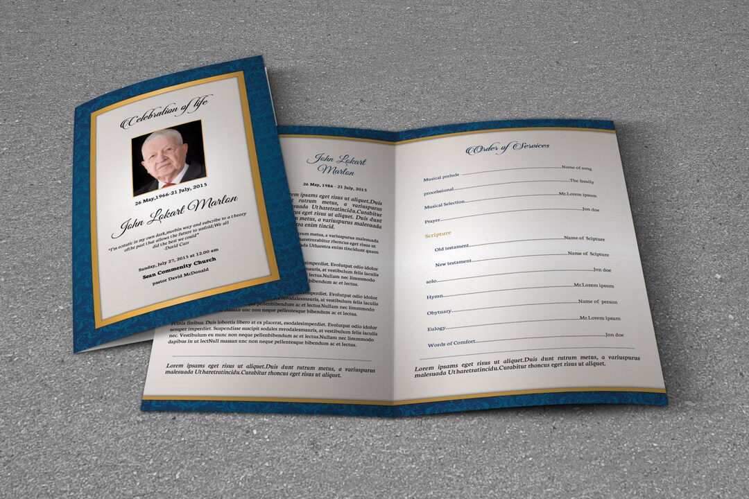 Funeral Program Template | Obituary Program Template | Photoshop, Mac ...