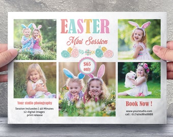 Easter Mini Session Template | Easter Photography Marketing | Photography Marketing Card, Photoshop Template |  Instant Download