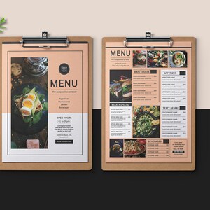 Plantilla de volante de menú de restaurante / Plantilla de volante de menú de comida / Volante de restaurante imprimible / Plantilla de Ms Word, Photoshop / Descarga instantánea