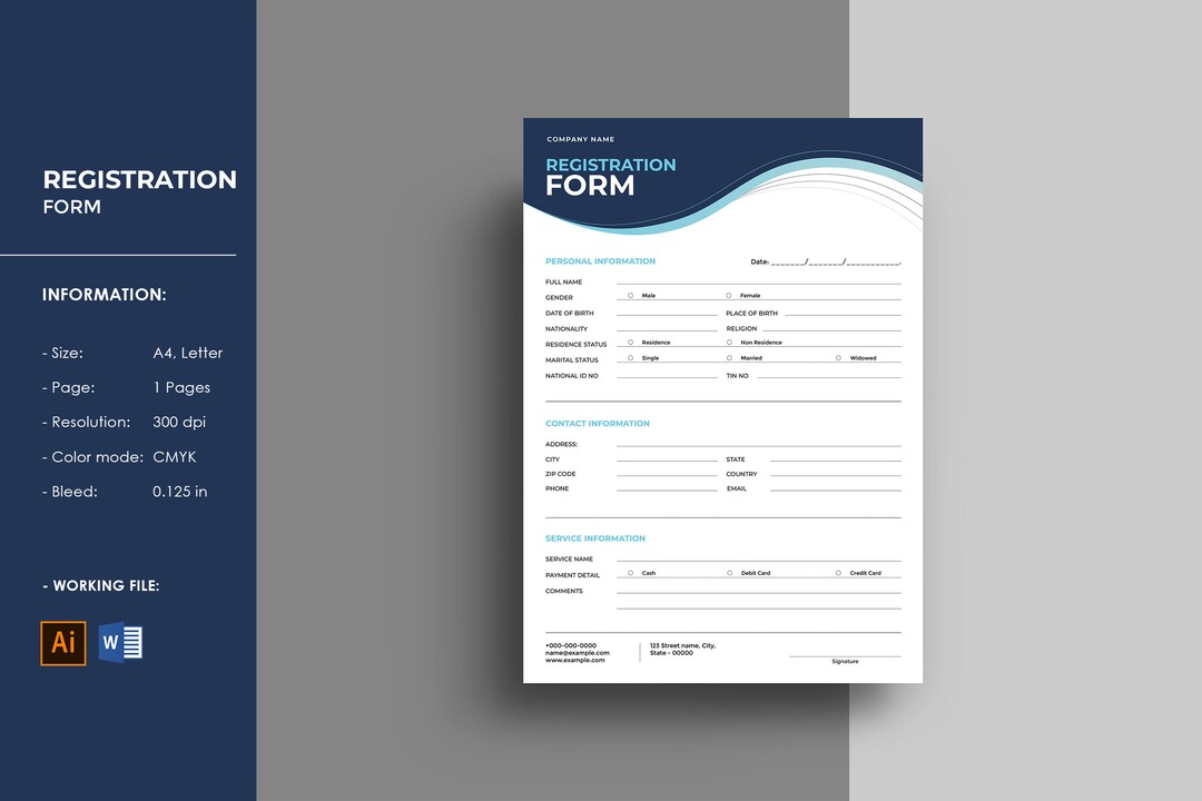Registration Form Template Editable Membership Form Business - Etsy