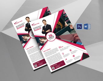 Business Flyer | Printable Corporate Flyer Template |   Ms Word and Illustrator Template, Instant Download
