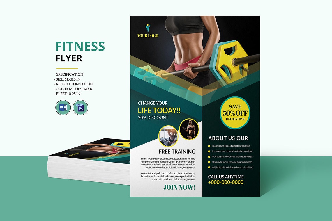 Fitness Flyer Template Gym Flyer Template Printable Fitness - Etsy