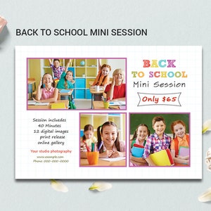 Back to school mini session template, School Photography Template, Kids Photography, Photography marketing | Photoshop & Elements Template