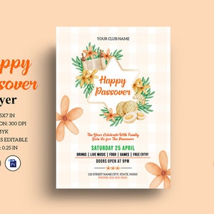 Printable Passover Flyer Template |  Photoshop and MS Word Template