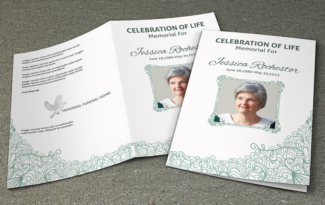 Printable Funeral Program Template Obituary Template Etsy