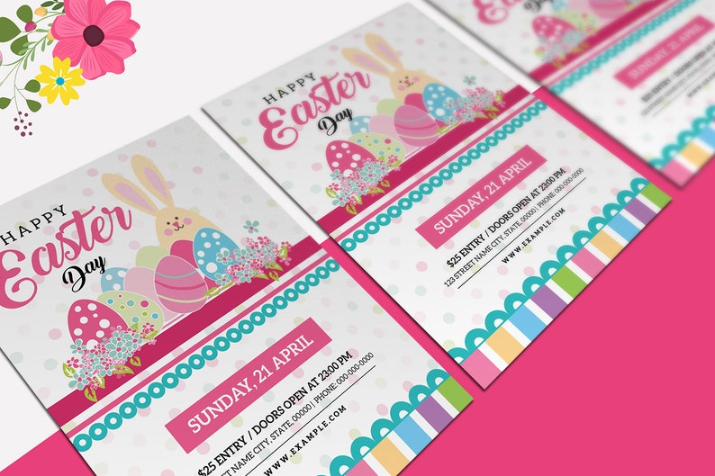 Printable Easter Party Flyer Easter Egg Hunt Invitation Template Canva, Photoshop & MS Word Template, Instant Download image 3