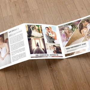 Szablon Broszura Fotografia ślubna | 5 x 5 w kwadratowych Trifold Cennik szablon | Cennik Broszura fotografii | Instant Download