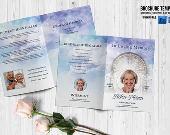 Heavenly Funeral Program Template | Obituary Template | Ms Word & Photoshop template | Instant Download Fp-544
