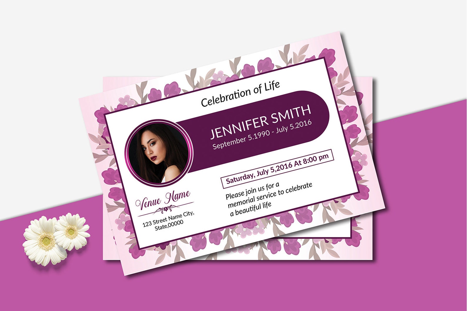 Funeral Announcement Card Printable Funeral Invitation Etsy