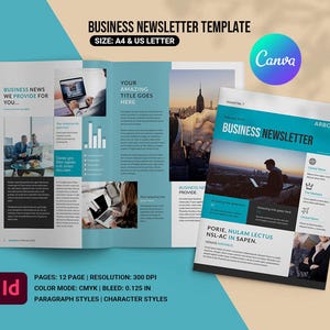 Business Newsletter Template , Corporate Newsletter | Ms Word, InDesign & Canva  Template |  |  Instant download