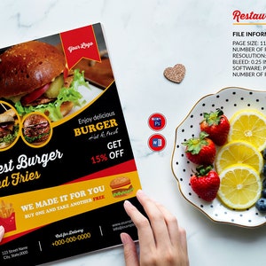 Restaurant Flyer template, Food menu flyer template| Editable Photoshop and MS Word Template | Instant download