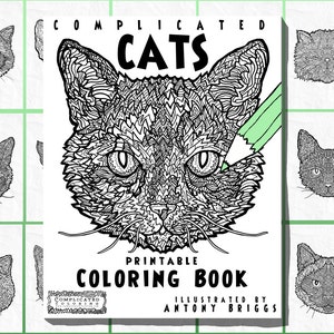 Complicated Cats Printable Adult Colouring Book Complicated Coloring - Etsy