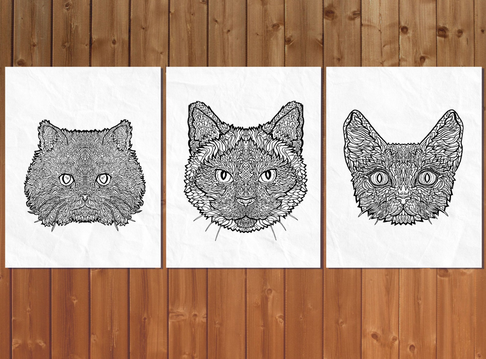 Complicated Cats Printable Adult Colouring Book Complicated Coloring - Etsy