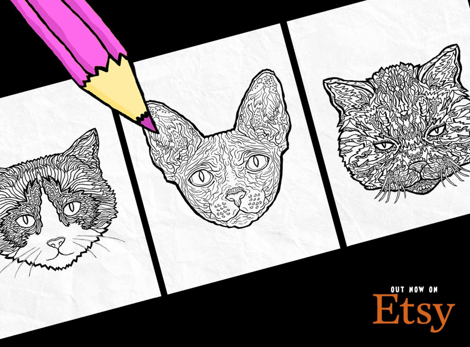 Complicated Cats Printable Adult Colouring Book Complicated Coloring - Etsy