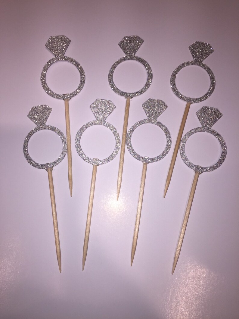 12 Diamond Ring Cupcake Toppers Wedding Engagement Bridal Etsy