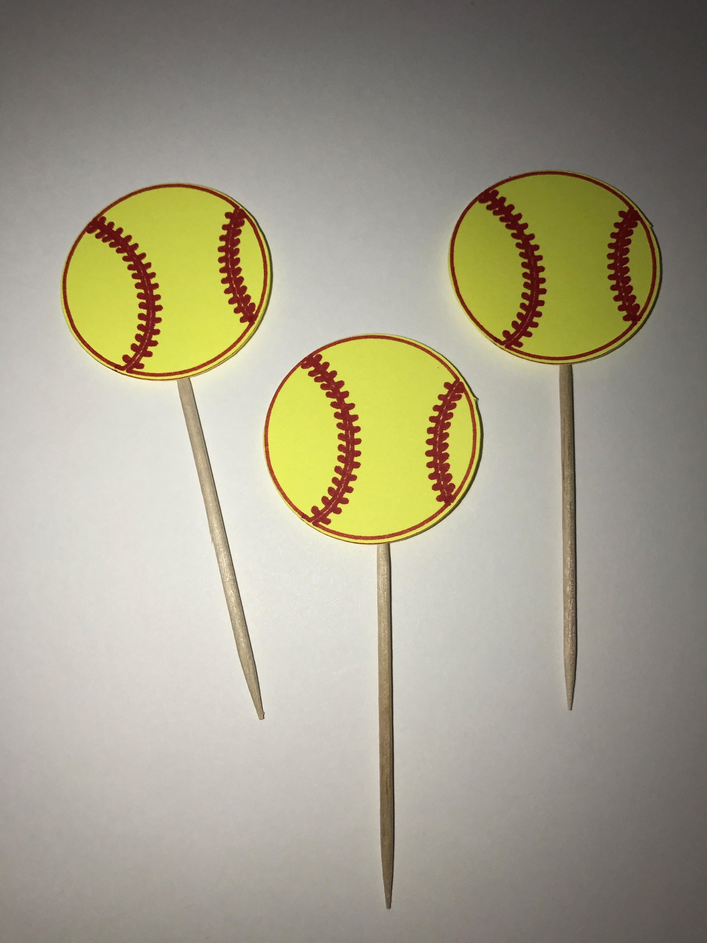12 Softball Cupcake Toppers. Sports Party Decorations. Etsy