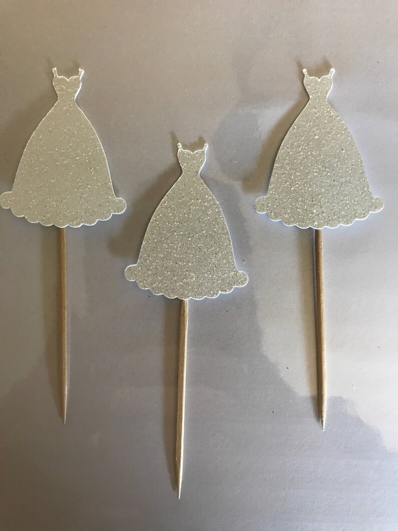 12 Wedding Dress Cupcake Toppers. Bridal Shower Bachelorette Etsy