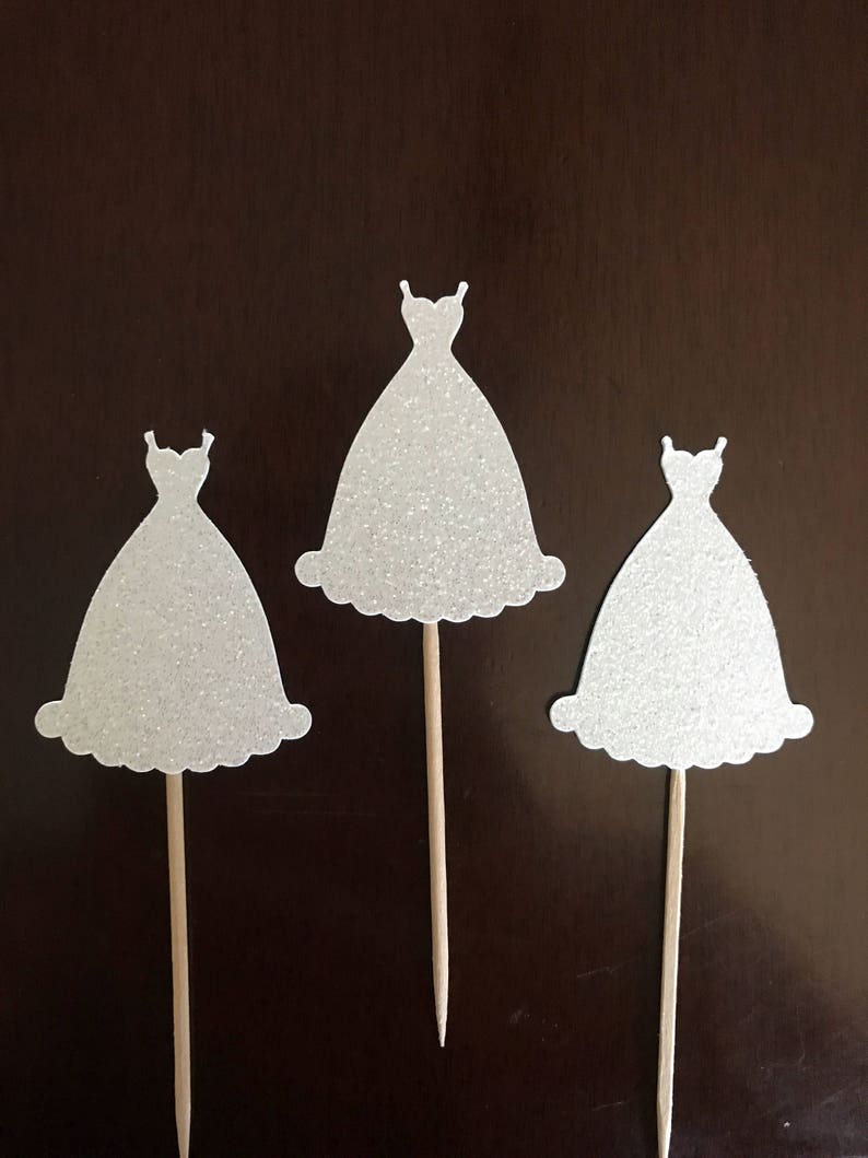 12 wedding dress cupcake toppers. Bridal shower