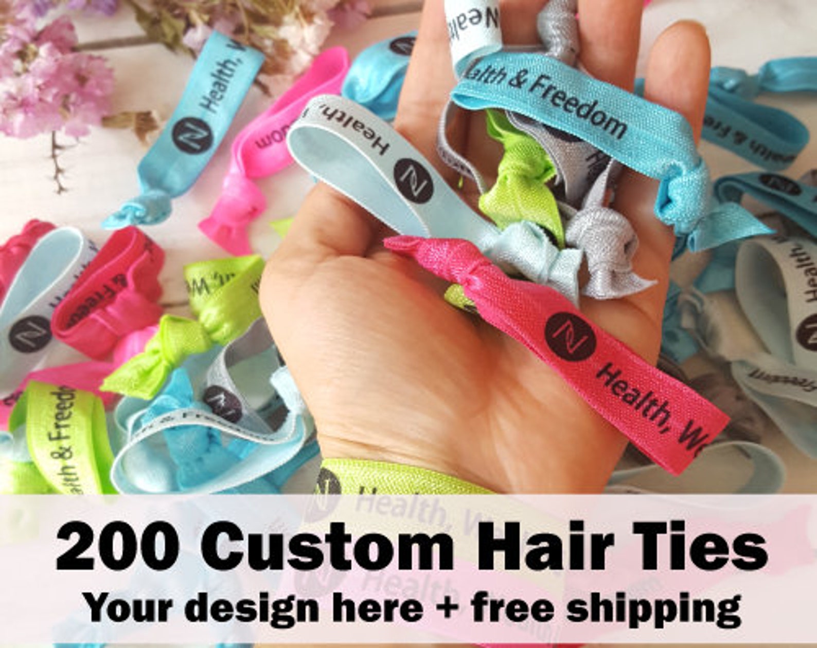 200 Promotional Hair Ties Elastic Wristbands Personalized Etsy