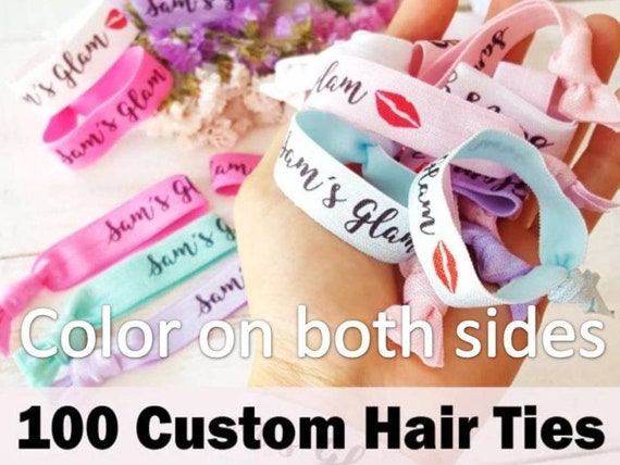 100 Custom Hair Ties Elastic Custom Wristband Personalized Etsy