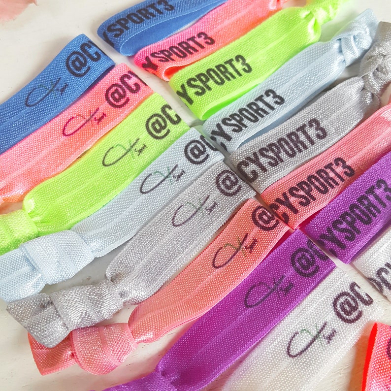 Multicolored Custom Elastic Hair Ties Personalized Hair Ties Etsy