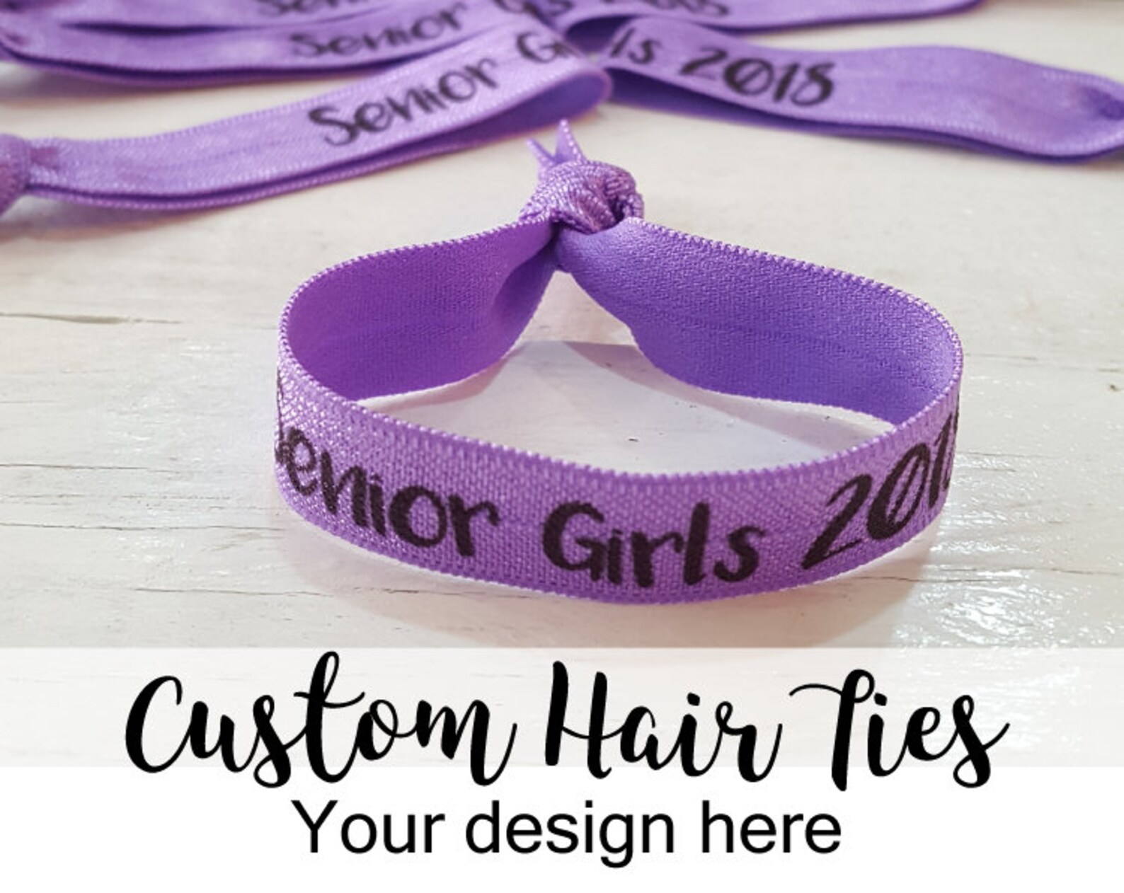 100 Custom Hair Ties Elastic Custom Wristbands Personalized Etsy