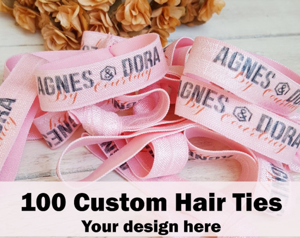 100 Custom Hair Ties Elastic Custom Wristbands Personalized Etsy